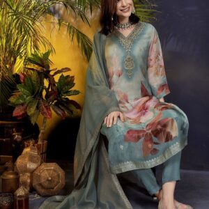 Women Floral Printed Regular Kurta with Trousers & With Dupatta